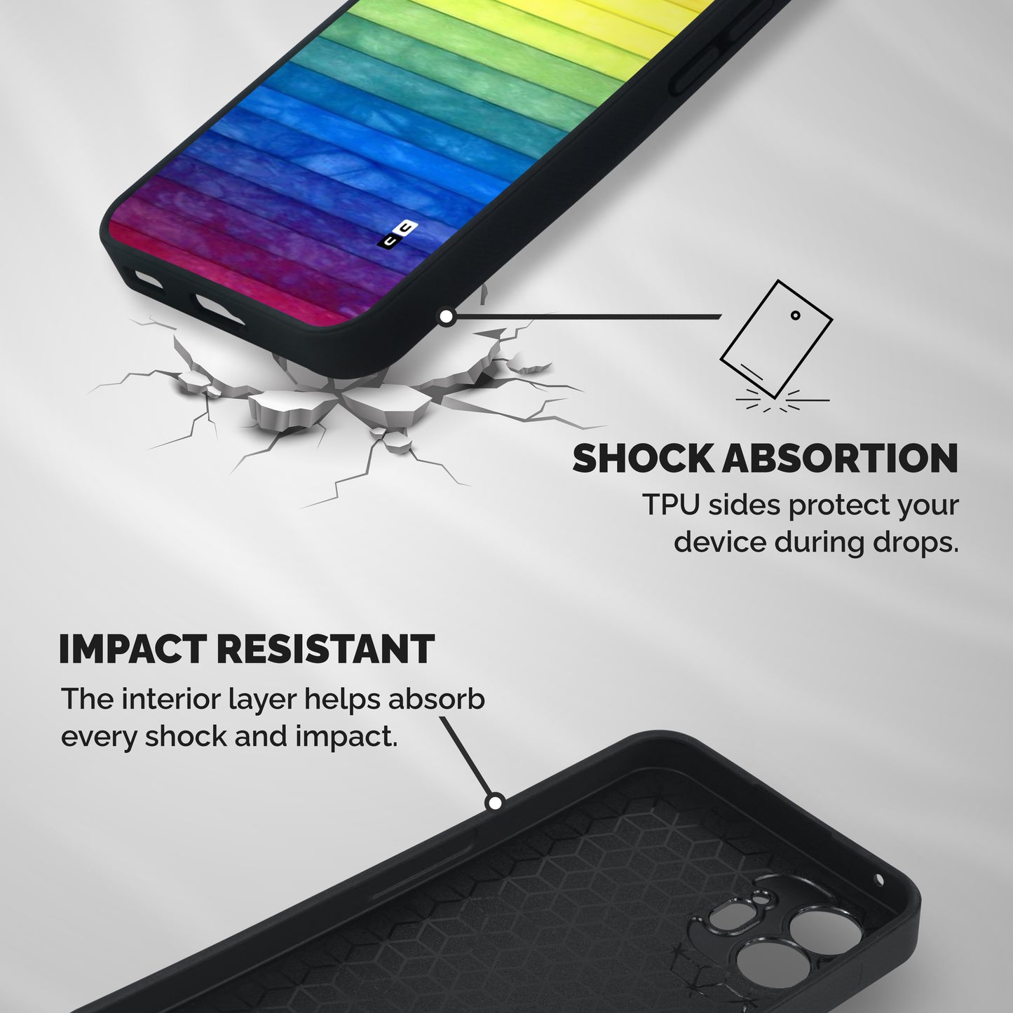 Rainbow Colors Stripes Shockproof Hybrid Protection (Metal + TPU) Back Case Cover