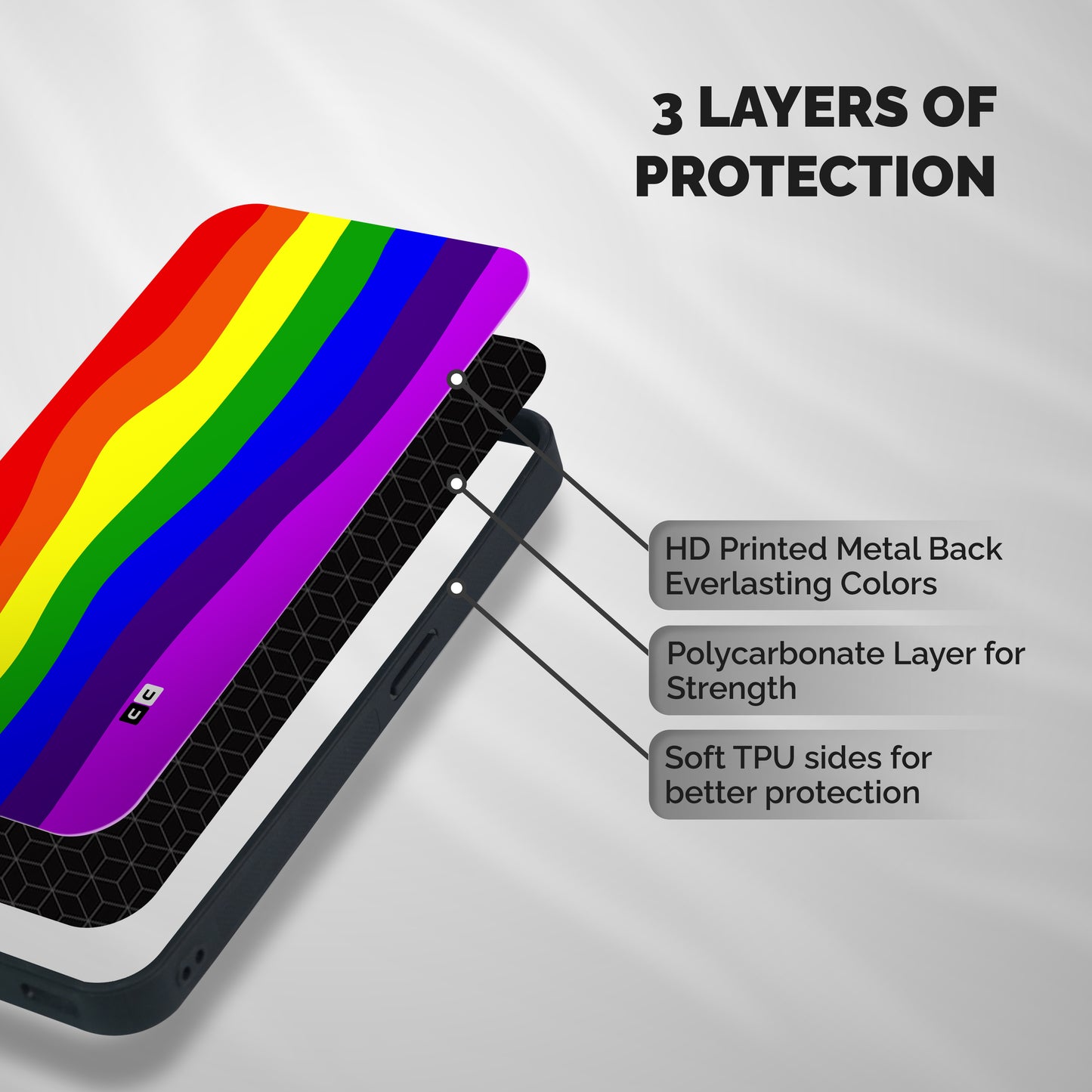 Rainbow Curves Shockproof Hybrid Protection (Metal + TPU) Back Case Cover