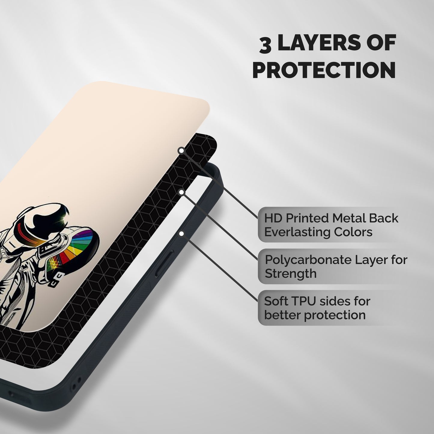 Rainbow Radio Shockproof Hybrid Protection (Metal + TPU) Back Case Cover