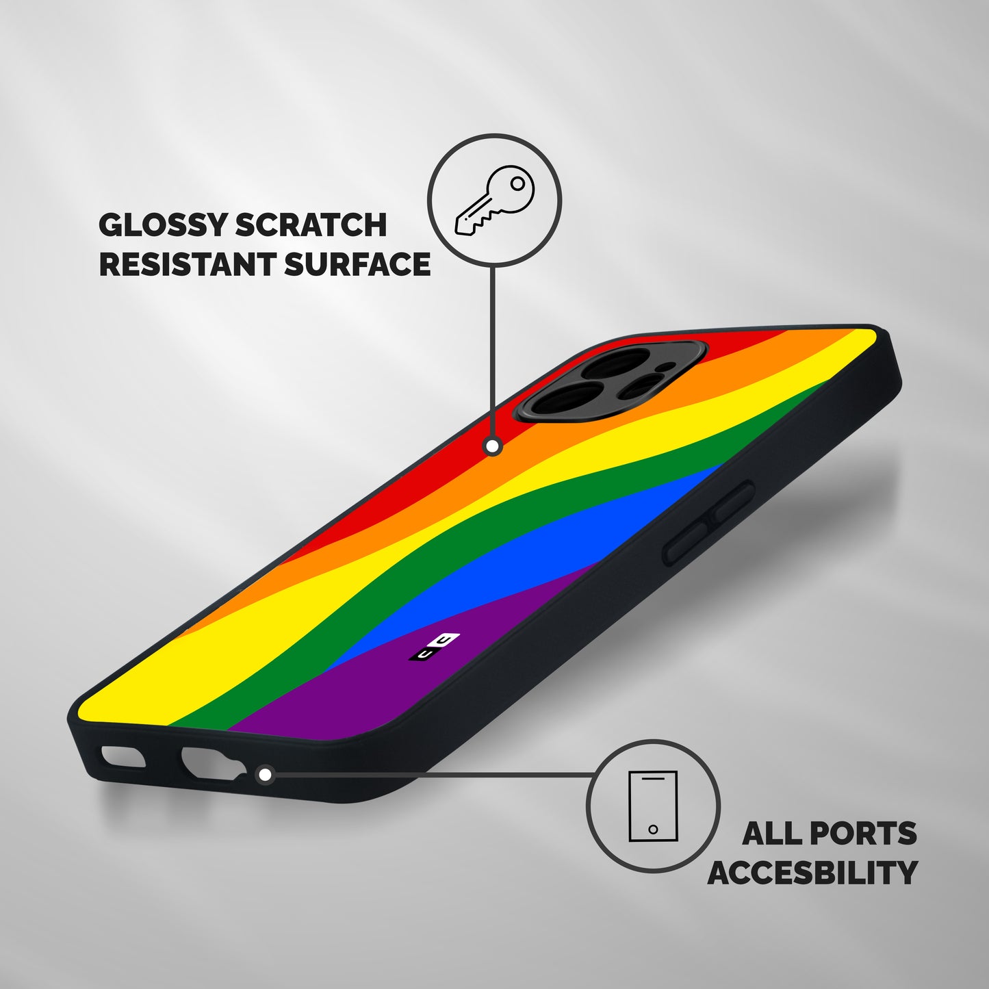 Rainbow Slant Curves Shockproof Hybrid Protection (Metal + TPU) Back Case Cover