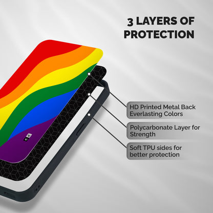 Rainbow Slant Curves Shockproof Hybrid Protection (Metal + TPU) Back Case Cover