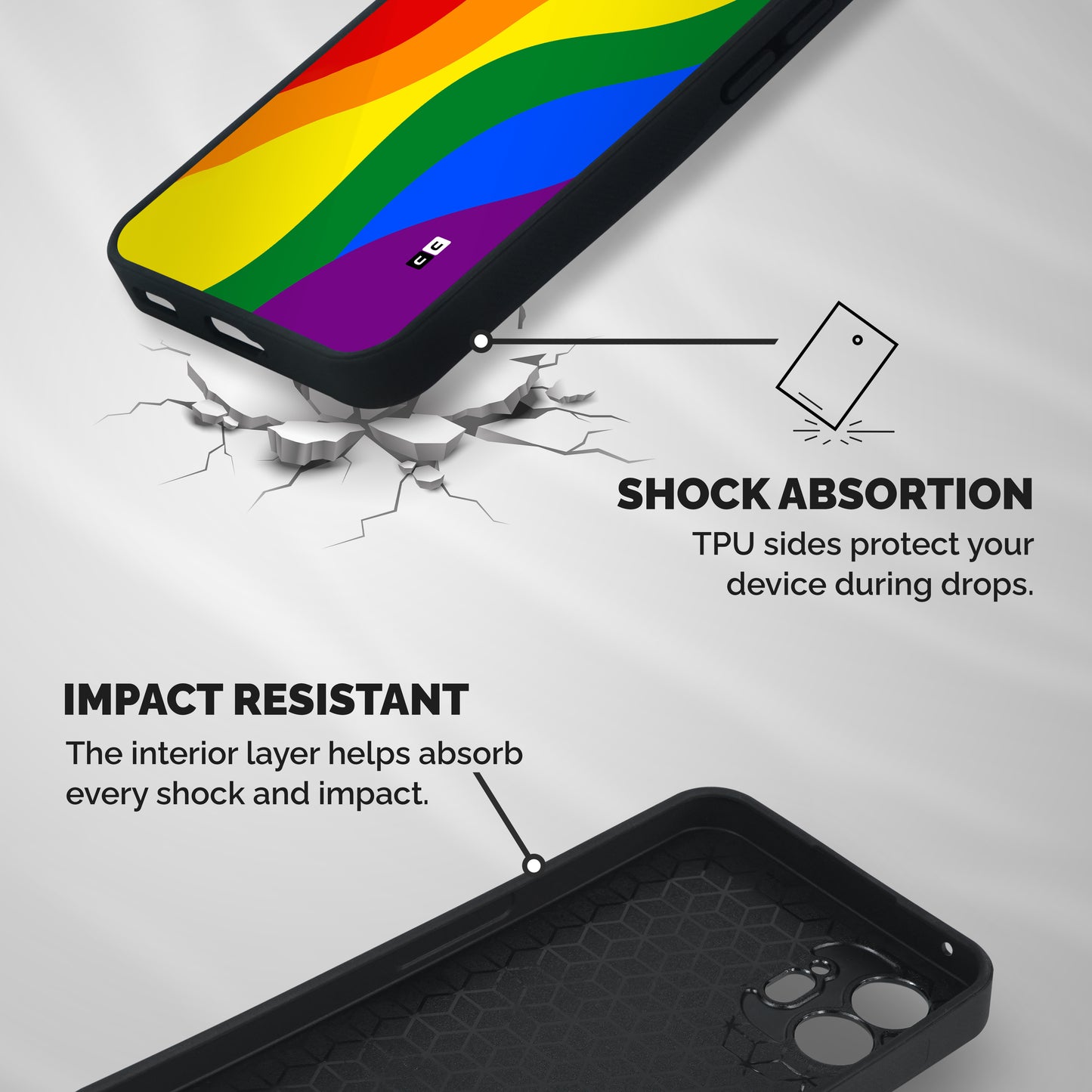 Rainbow Slant Curves Shockproof Hybrid Protection (Metal + TPU) Back Case Cover