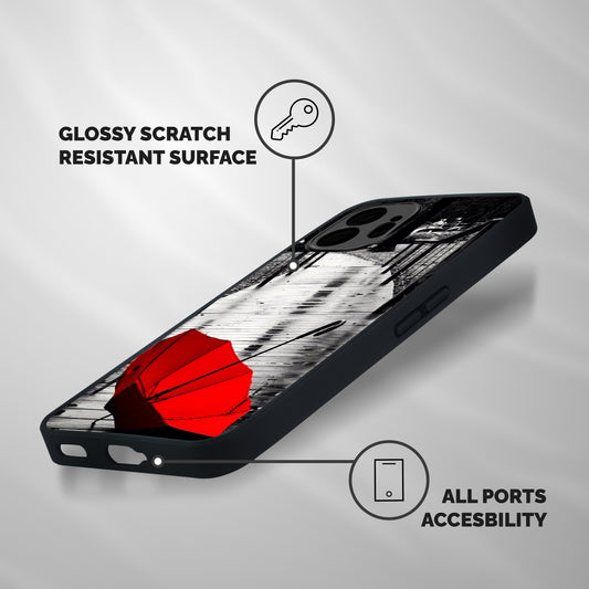 Rainy Red Umbrella Shockproof Hybrid Protection (Metal + TPU) Back Case Cover