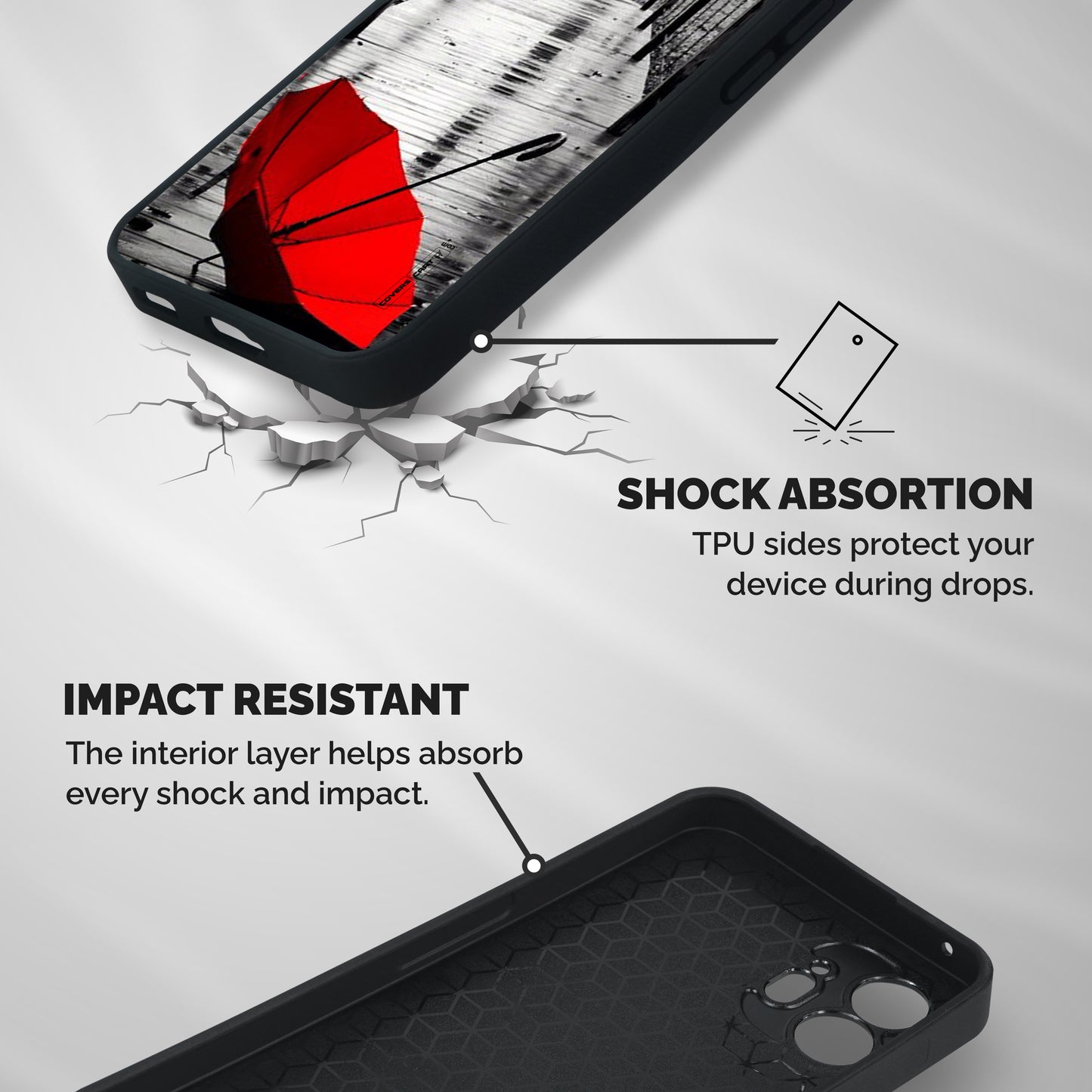 Rainy Red Umbrella Shockproof Hybrid Protection (Metal + TPU) Back Case Cover