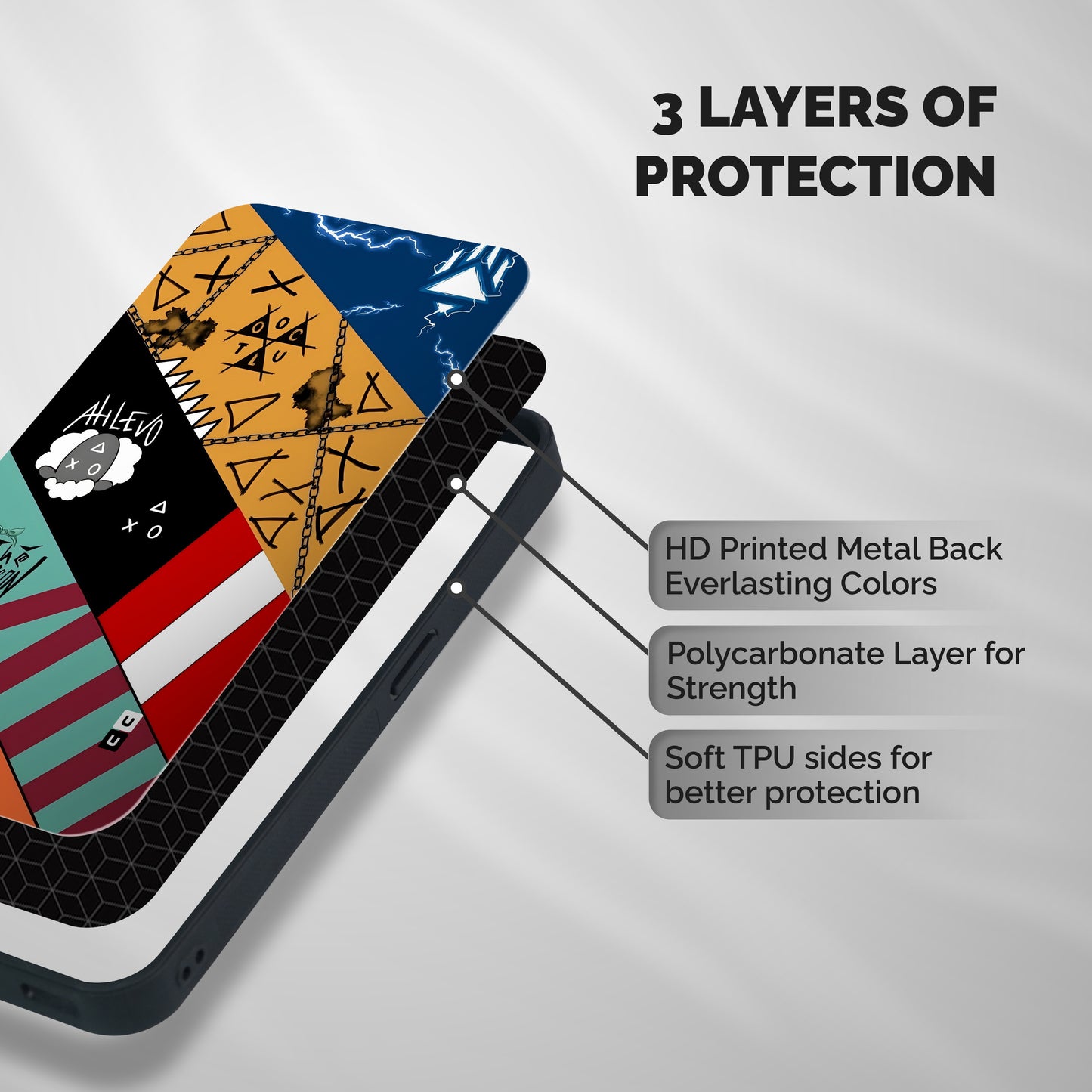Random Abstracts Art Slant Stripes Shockproof Hybrid Protection (Metal + TPU) Back Case Cover