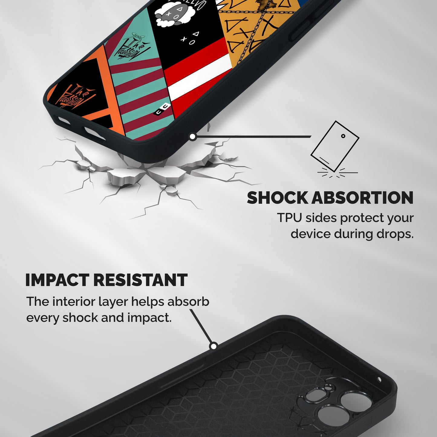 Random Abstracts Art Slant Stripes Shockproof Hybrid Protection (Metal + TPU) Back Case Cover