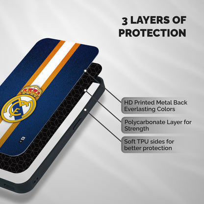 Real Madrid Stripes Shockproof Hybrid Protection (Metal + TPU) Back Case Cover