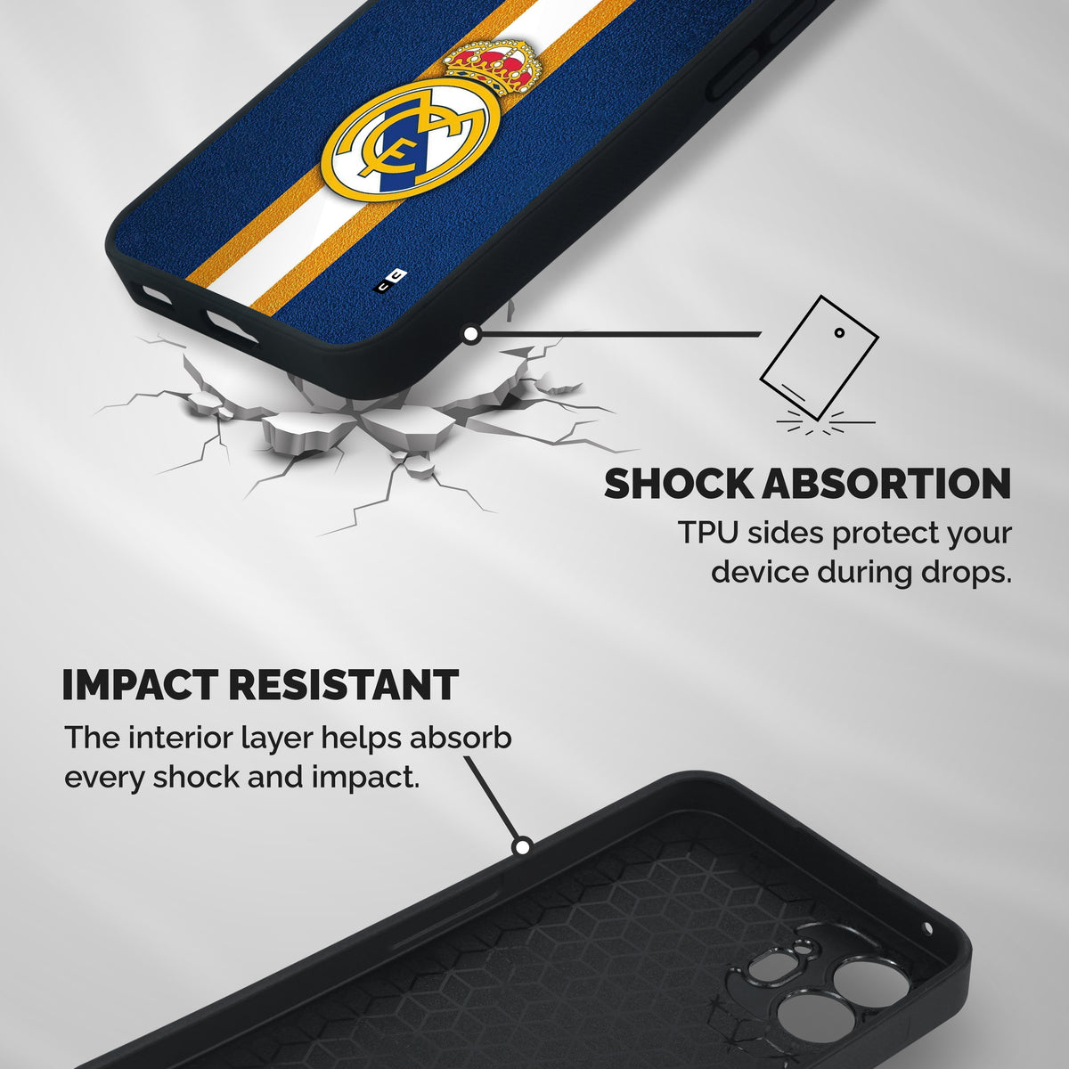 Real Madrid Stripes Shockproof Hybrid Protection (Metal + TPU) Back Case Cover