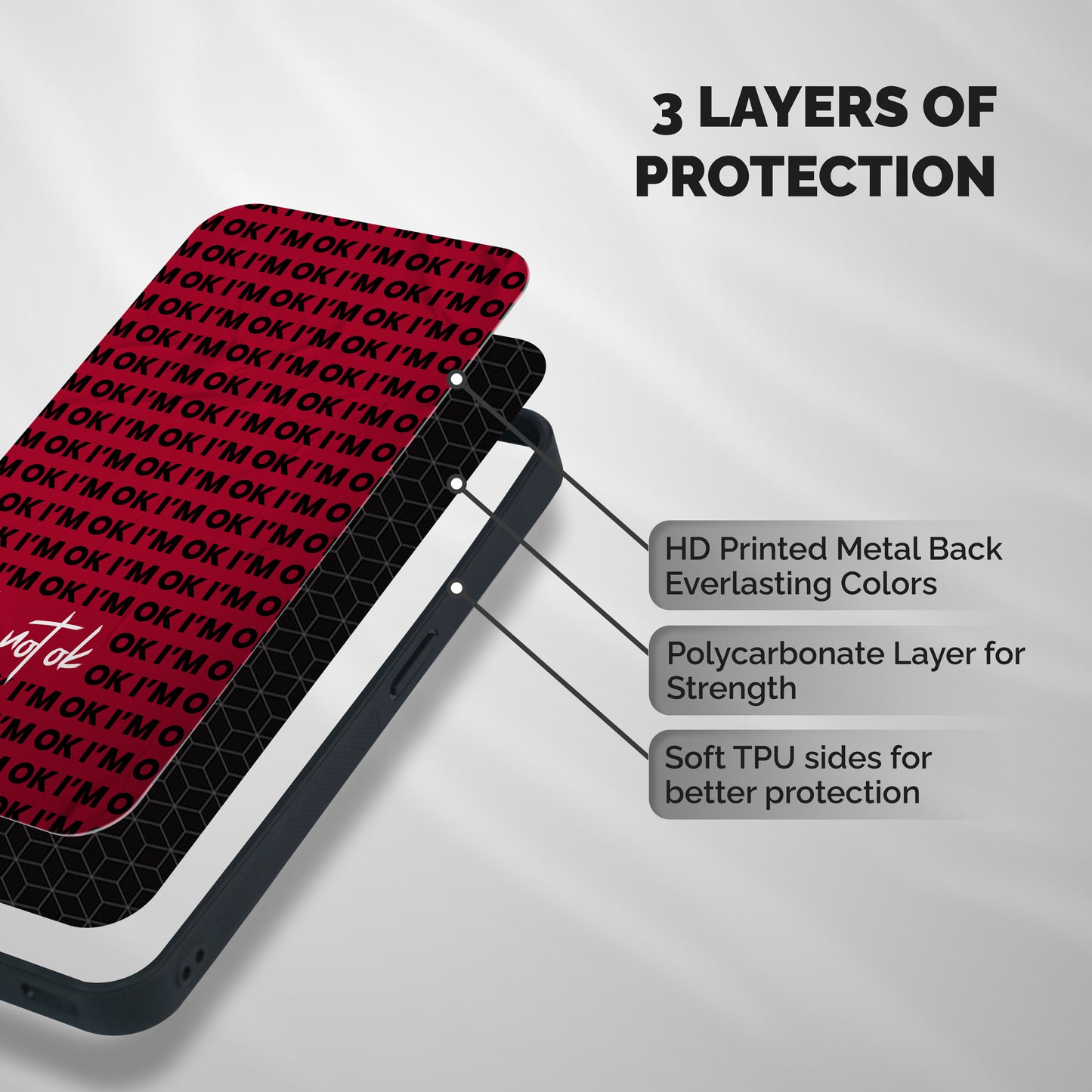 Really Not Ok Shockproof Hybrid Protection (Metal + TPU) Back Case Cover