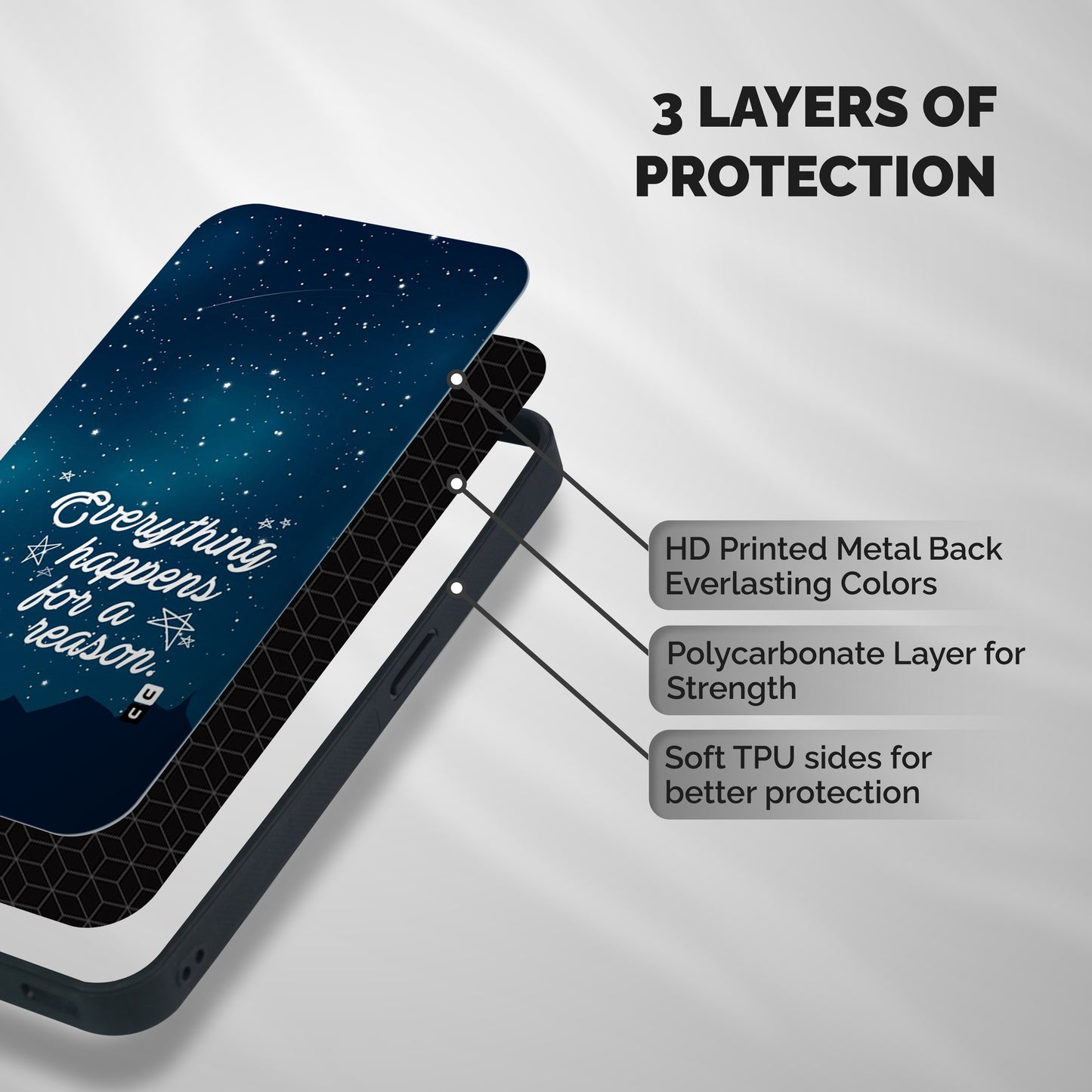 Reason Sky Shockproof Hybrid Protection (Metal + TPU) Back Case Cover