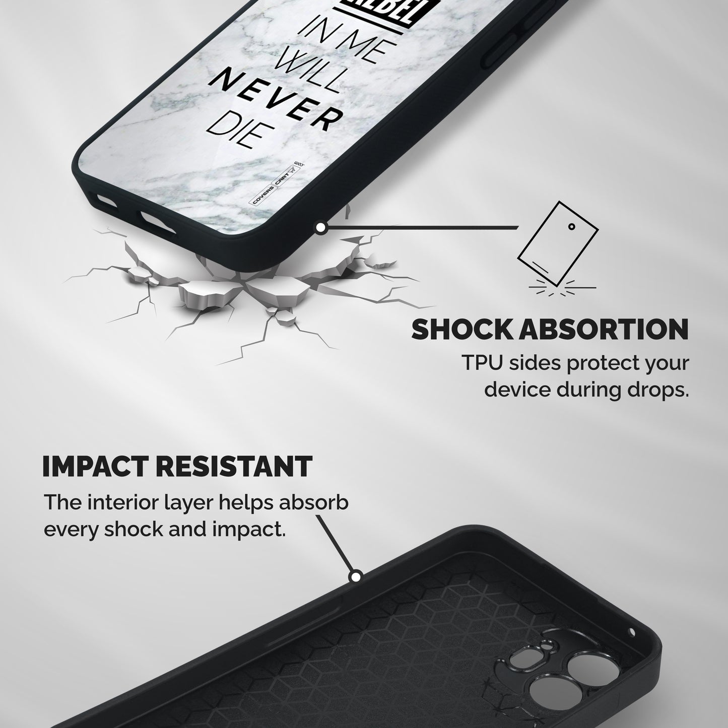 Rebel Will Not Die Shockproof Hybrid Protection (Metal + TPU) Back Case Cover