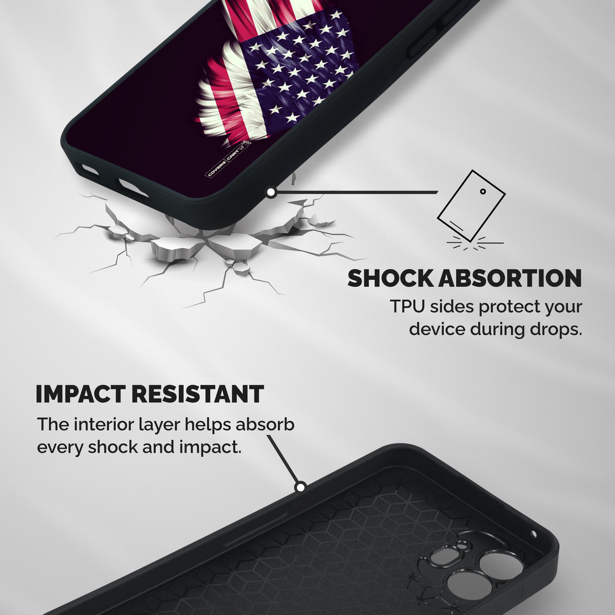 Red And White Stripes Stars Shockproof Hybrid Protection (Metal + TPU) Back Case Cover