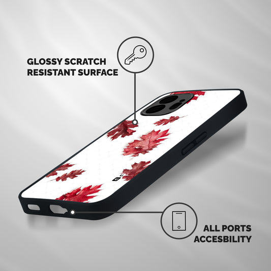 Red Appealing Autumn Leaves Shockproof Hybrid Protection (Metal + TPU) Back Case Cover
