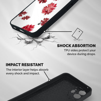Red Appealing Autumn Leaves Shockproof Hybrid Protection (Metal + TPU) Back Case Cover