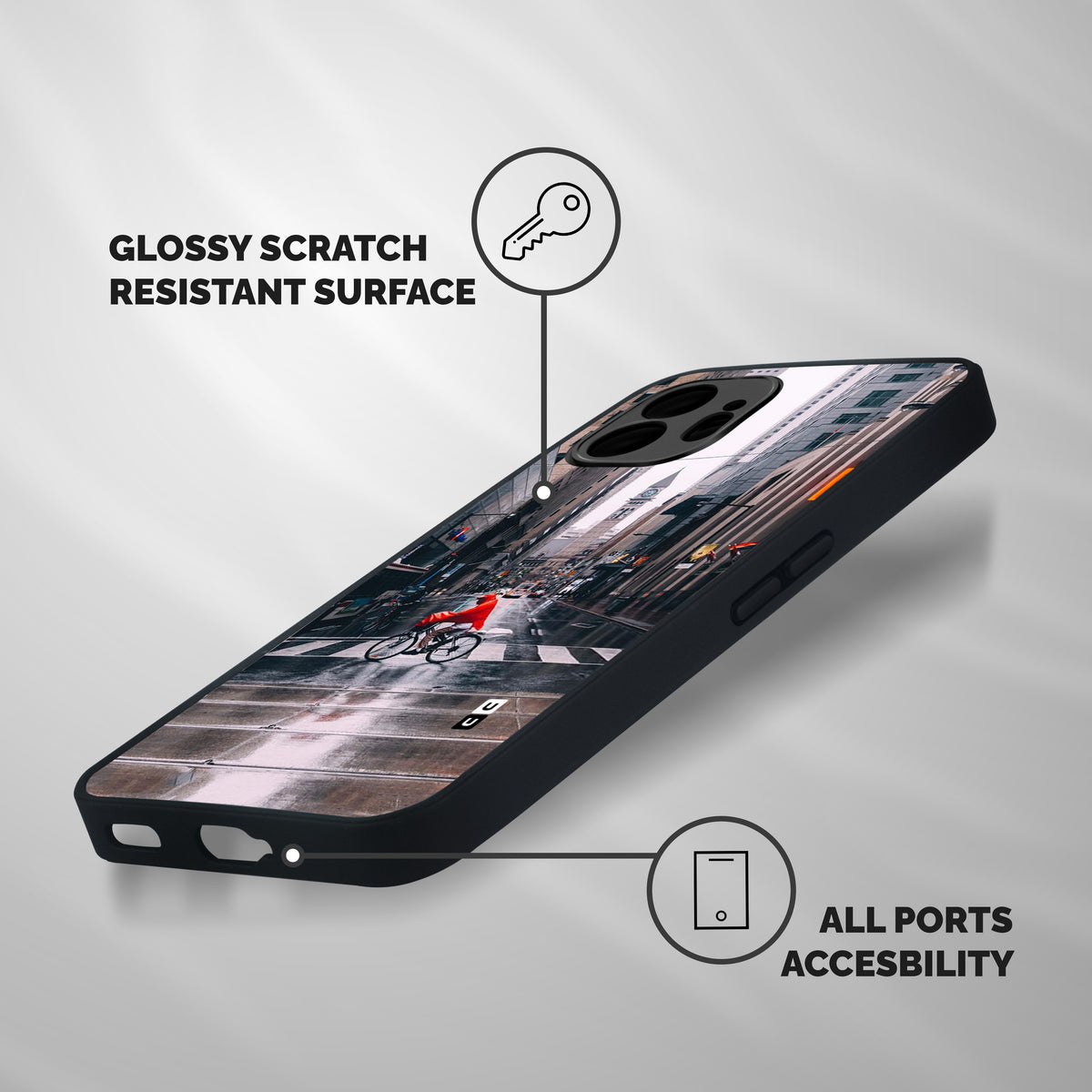 Red Bicycle Street Shockproof Hybrid Protection (Metal + TPU) Back Case Cover