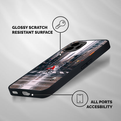 Red Bicycle Street Shockproof Hybrid Protection (Metal + TPU) Back Case Cover