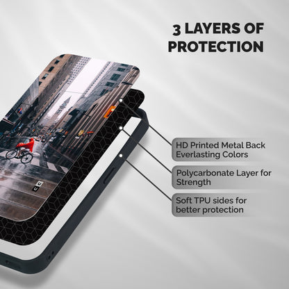 Red Bicycle Street Shockproof Hybrid Protection (Metal + TPU) Back Case Cover
