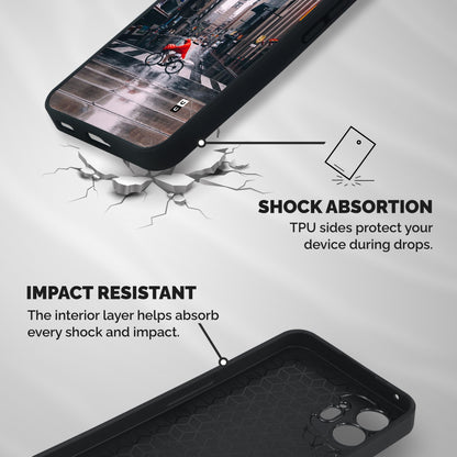 Red Bicycle Street Shockproof Hybrid Protection (Metal + TPU) Back Case Cover