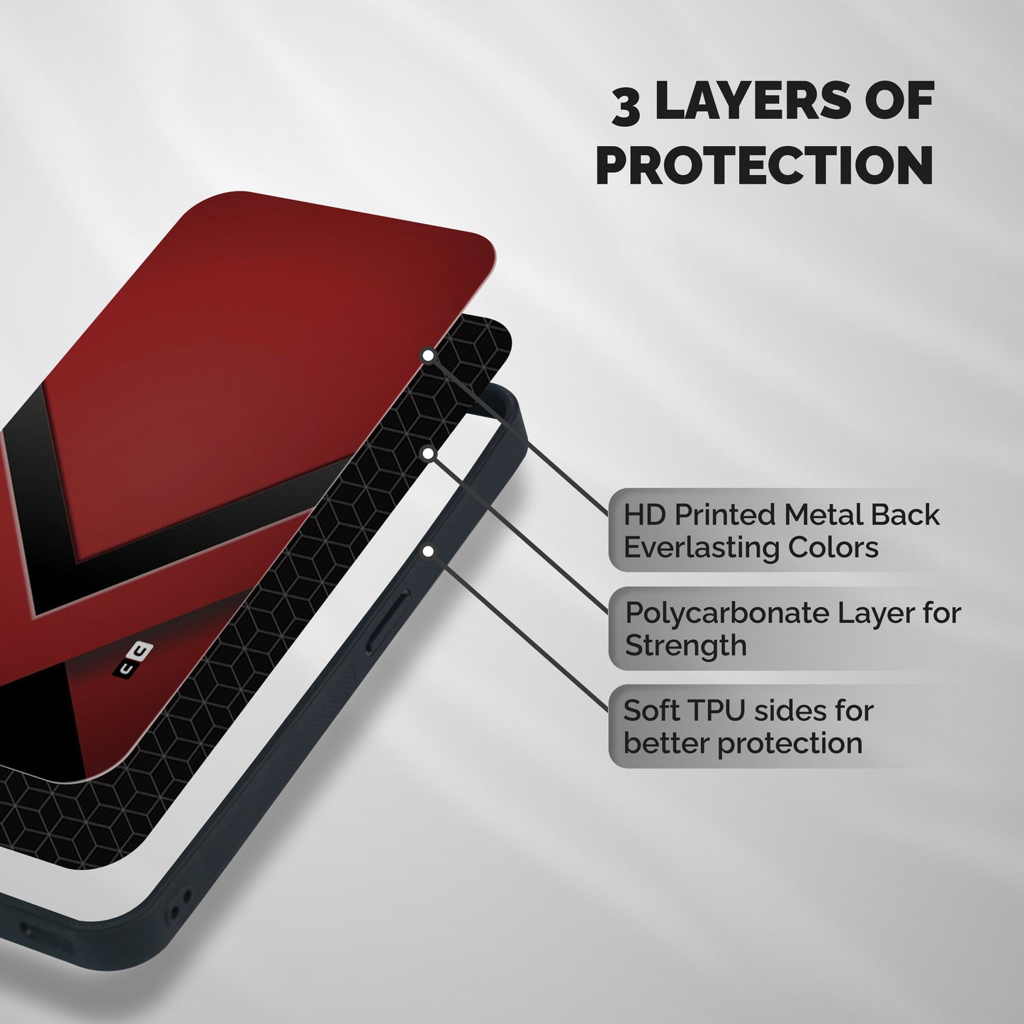 Red Black Fold Shockproof Hybrid Protection (Metal + TPU) Back Case Cover