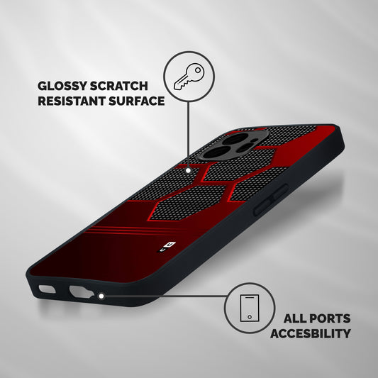 Red Black Hexagons Shockproof Hybrid Protection (Metal + TPU) Back Case Cover