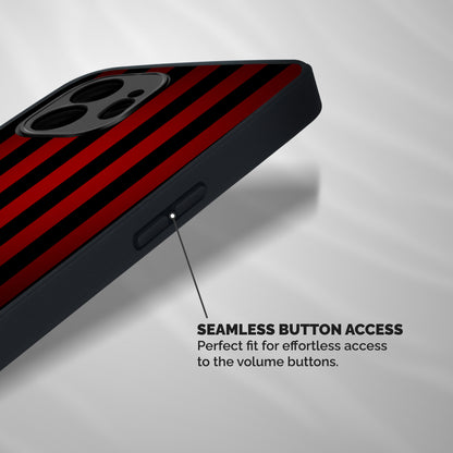Red Black Stripes Shockproof Hybrid Protection (Metal + TPU) Back Case Cover