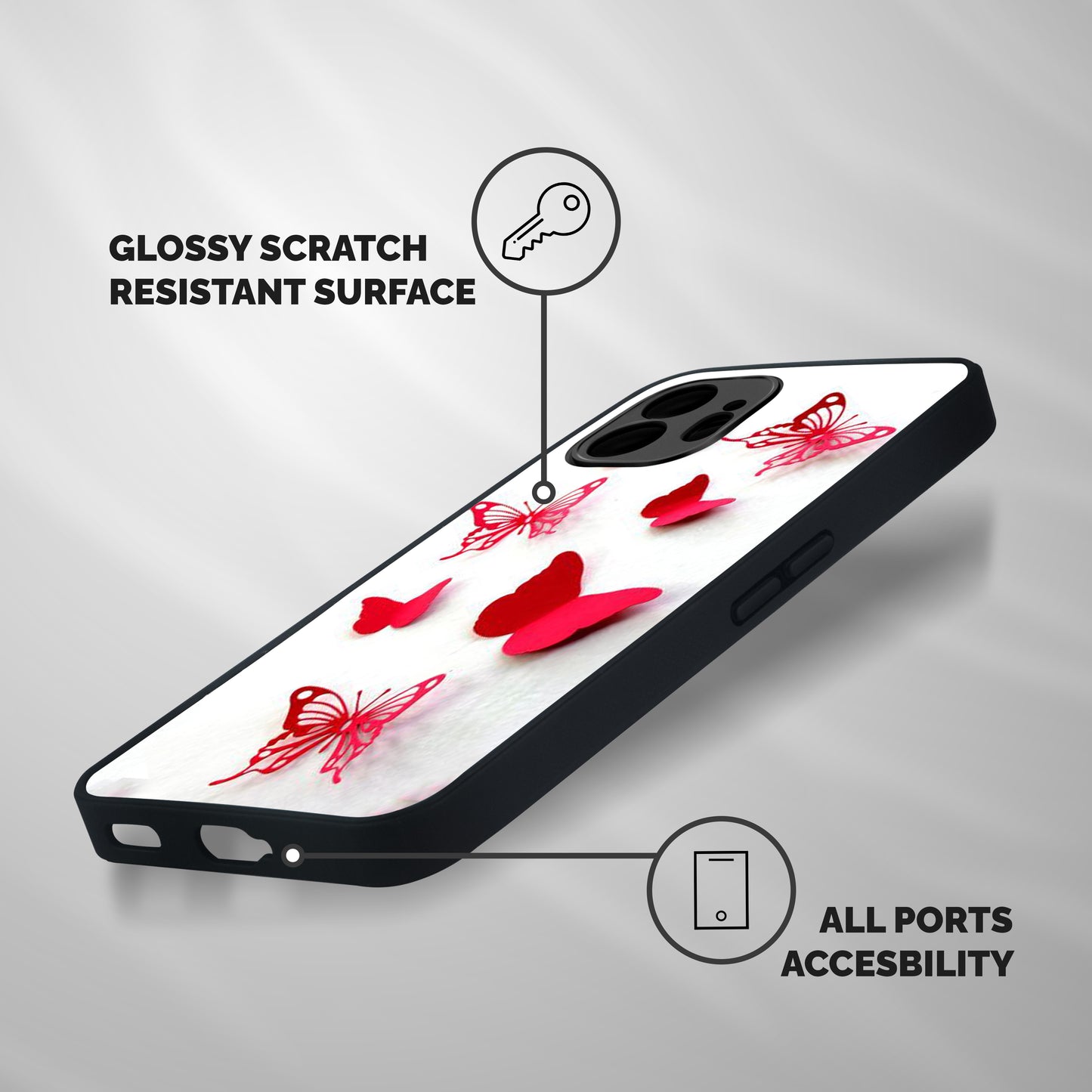Red Butterflies Shockproof Hybrid Protection (Metal + TPU) Back Case Cover