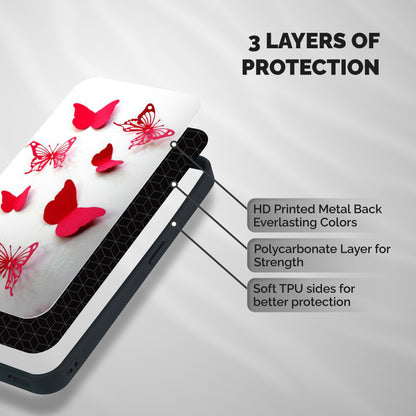 Red Butterflies Shockproof Hybrid Protection (Metal + TPU) Back Case Cover
