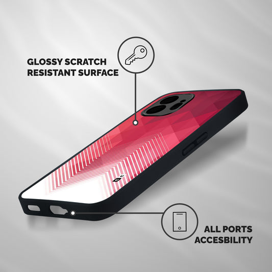 Red Chevron Abstract Shockproof Hybrid Protection (Metal + TPU) Back Case Cover