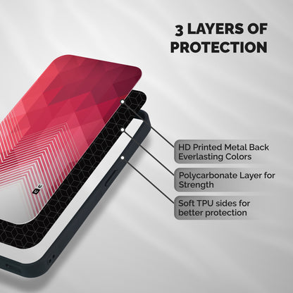 Red Chevron Abstract Shockproof Hybrid Protection (Metal + TPU) Back Case Cover