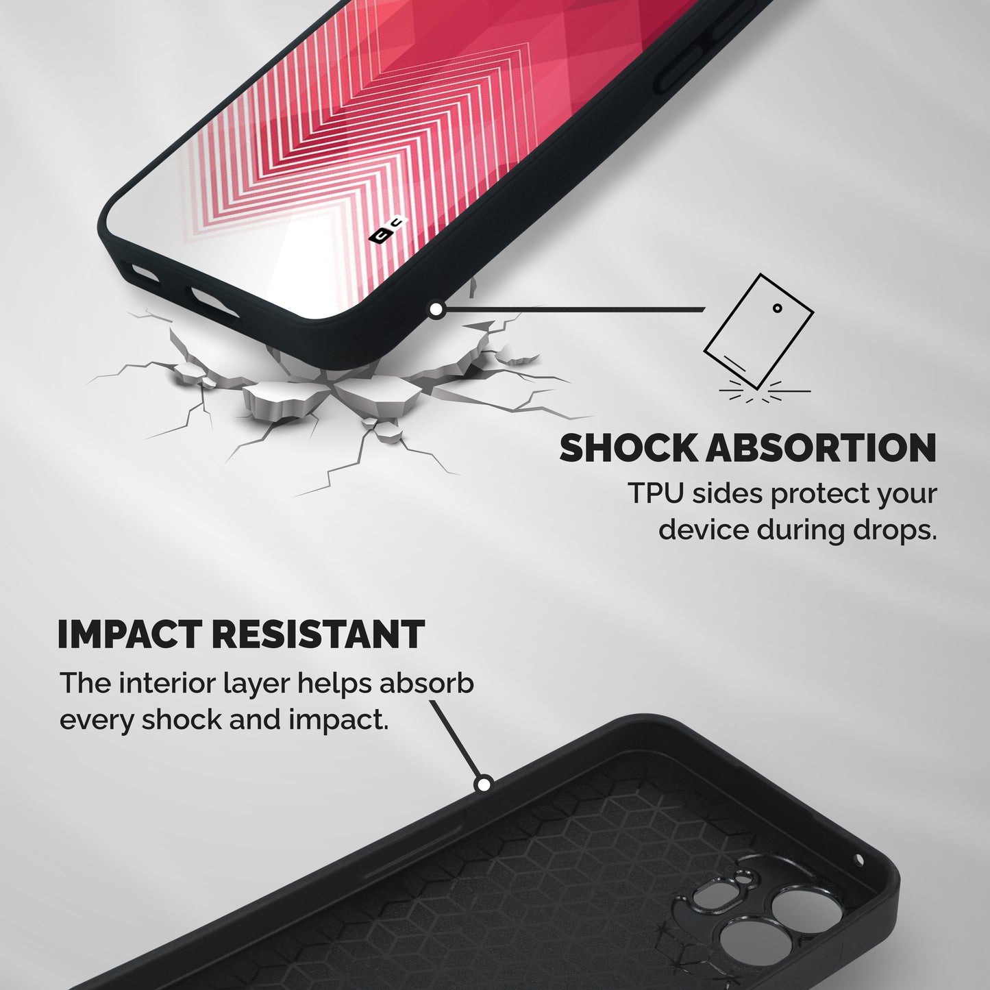 Red Chevron Abstract Shockproof Hybrid Protection (Metal + TPU) Back Case Cover