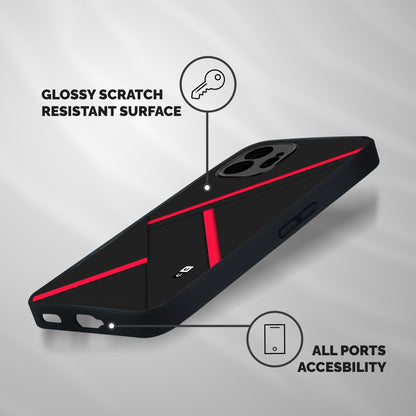 Red Disort Stripes Shockproof Hybrid Protection (Metal + TPU) Back Case Cover
