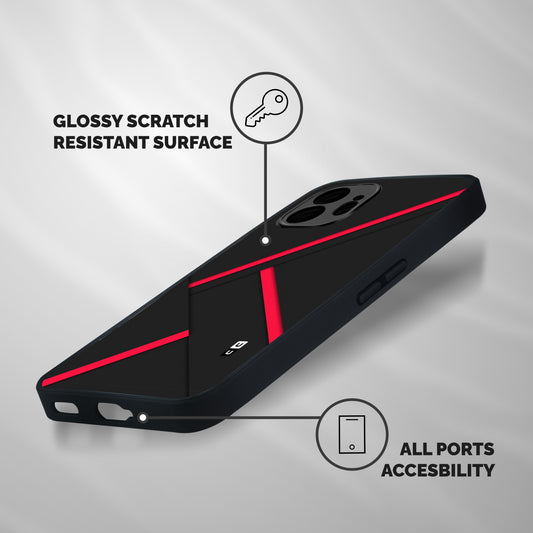 Red Disort Stripes Shockproof Hybrid Protection (Metal + TPU) Back Case Cover