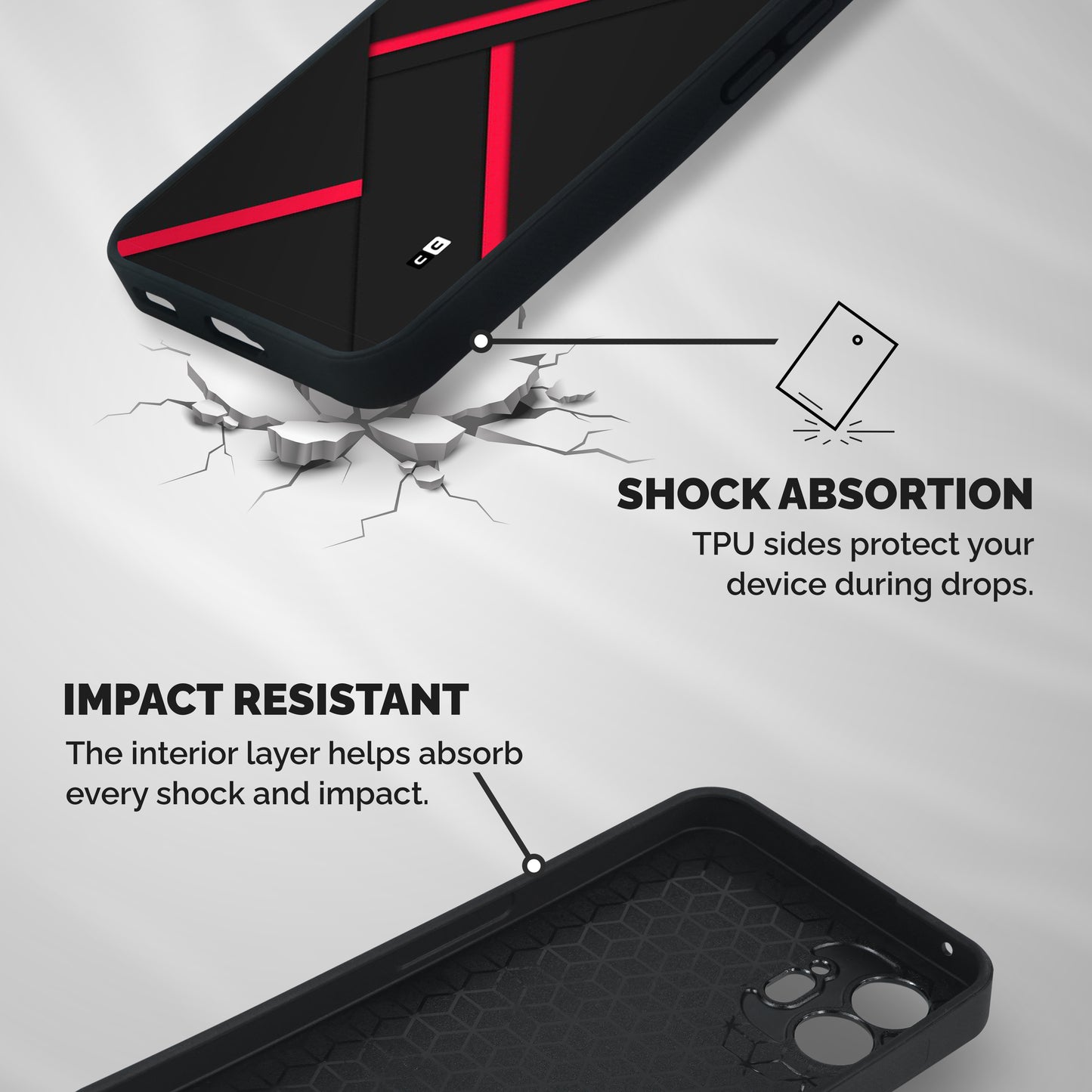 Red Disort Stripes Shockproof Hybrid Protection (Metal + TPU) Back Case Cover