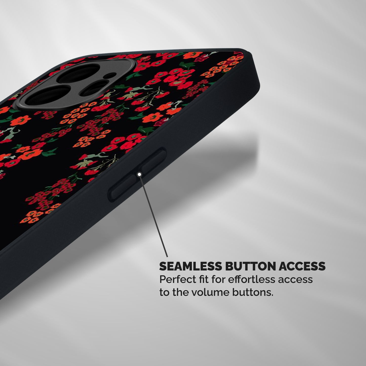 Red Floral Pattern Shockproof Hybrid Protection (Metal + TPU) Back Case Cover