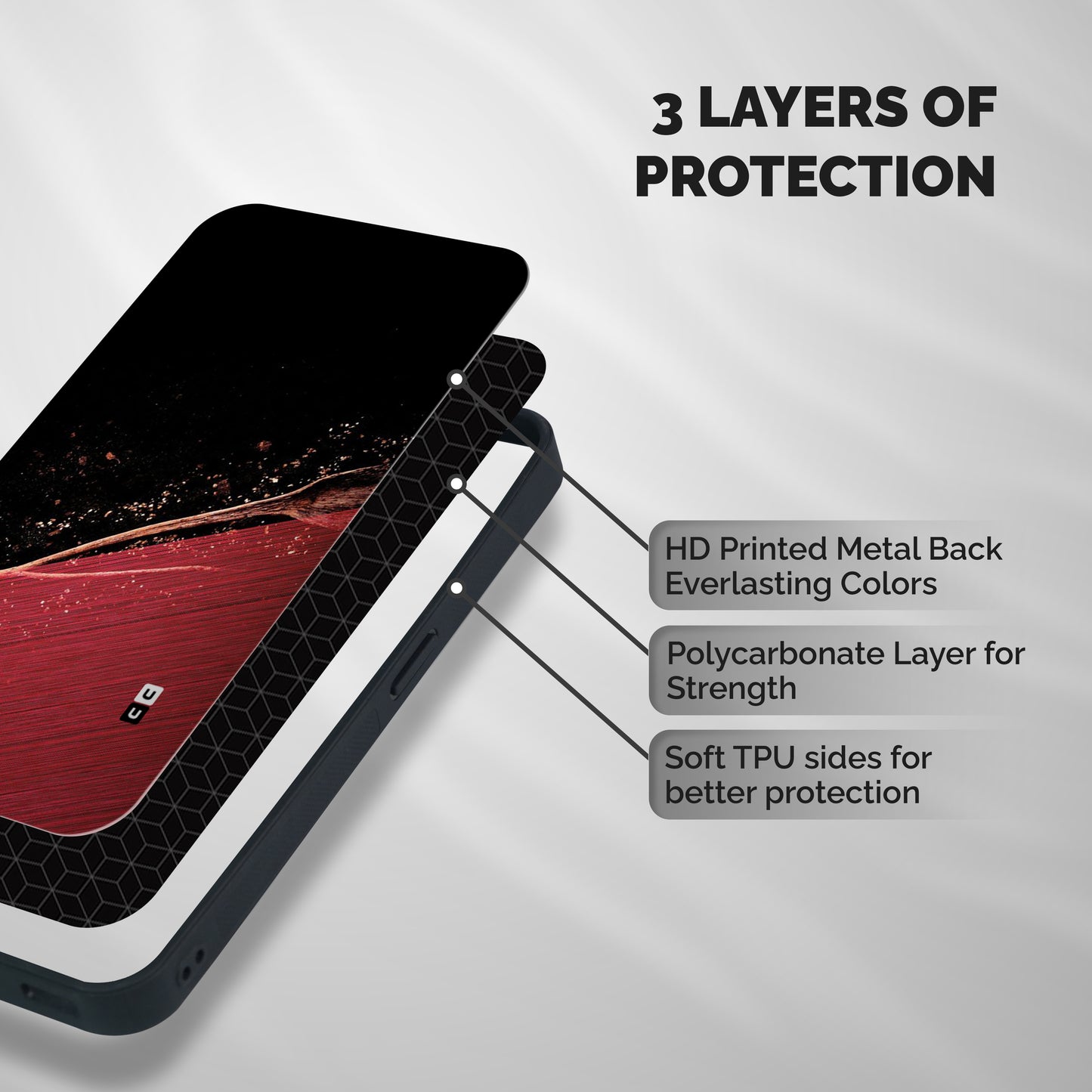 Red Flow Drops Shockproof Hybrid Protection (Metal + TPU) Back Case Cover