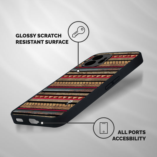 Red Indie Pattern Shockproof Hybrid Protection (Metal + TPU) Back Case Cover