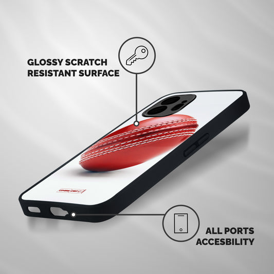 Red International Cricket Ball Shockproof Hybrid Protection (Metal + TPU) Back Case Cover