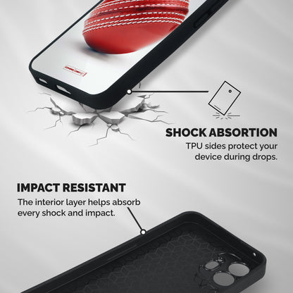 Red International Cricket Ball Shockproof Hybrid Protection (Metal + TPU) Back Case Cover