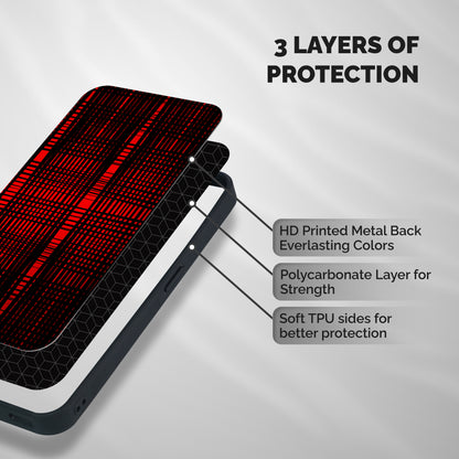 Red Net Design Shockproof Hybrid Protection (Metal + TPU) Back Case Cover