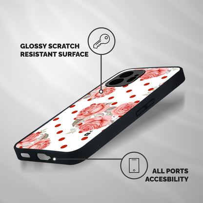 Red Peach Shade Flowers Shockproof Hybrid Protection (Metal + TPU) Back Case Cover