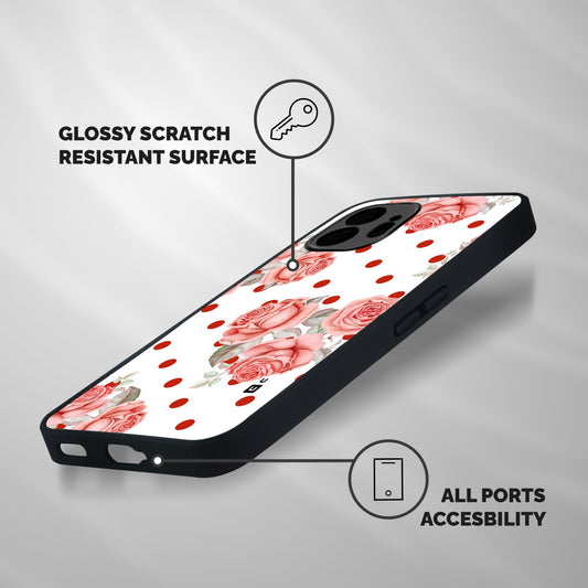 Red Peach Shade Flowers Shockproof Hybrid Protection (Metal + TPU) Back Case Cover