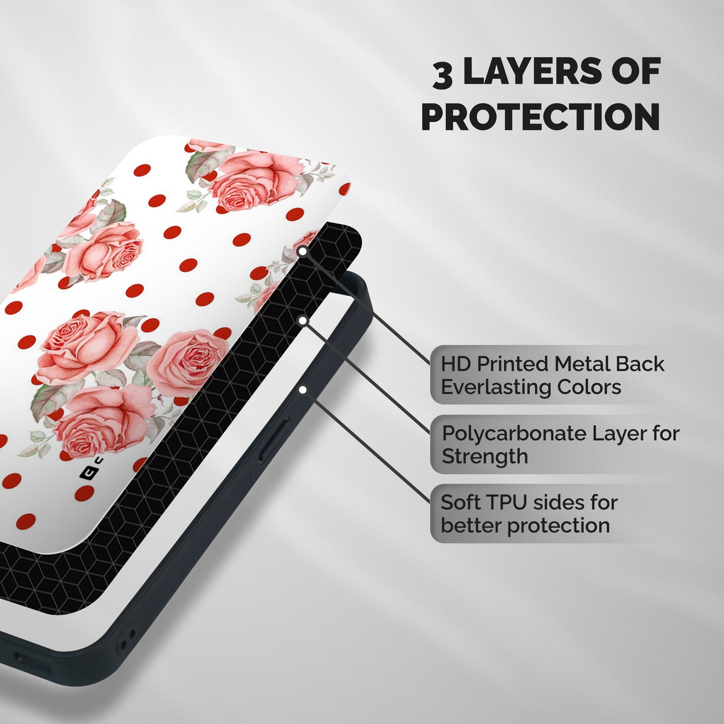 Red Peach Shade Flowers Shockproof Hybrid Protection (Metal + TPU) Back Case Cover