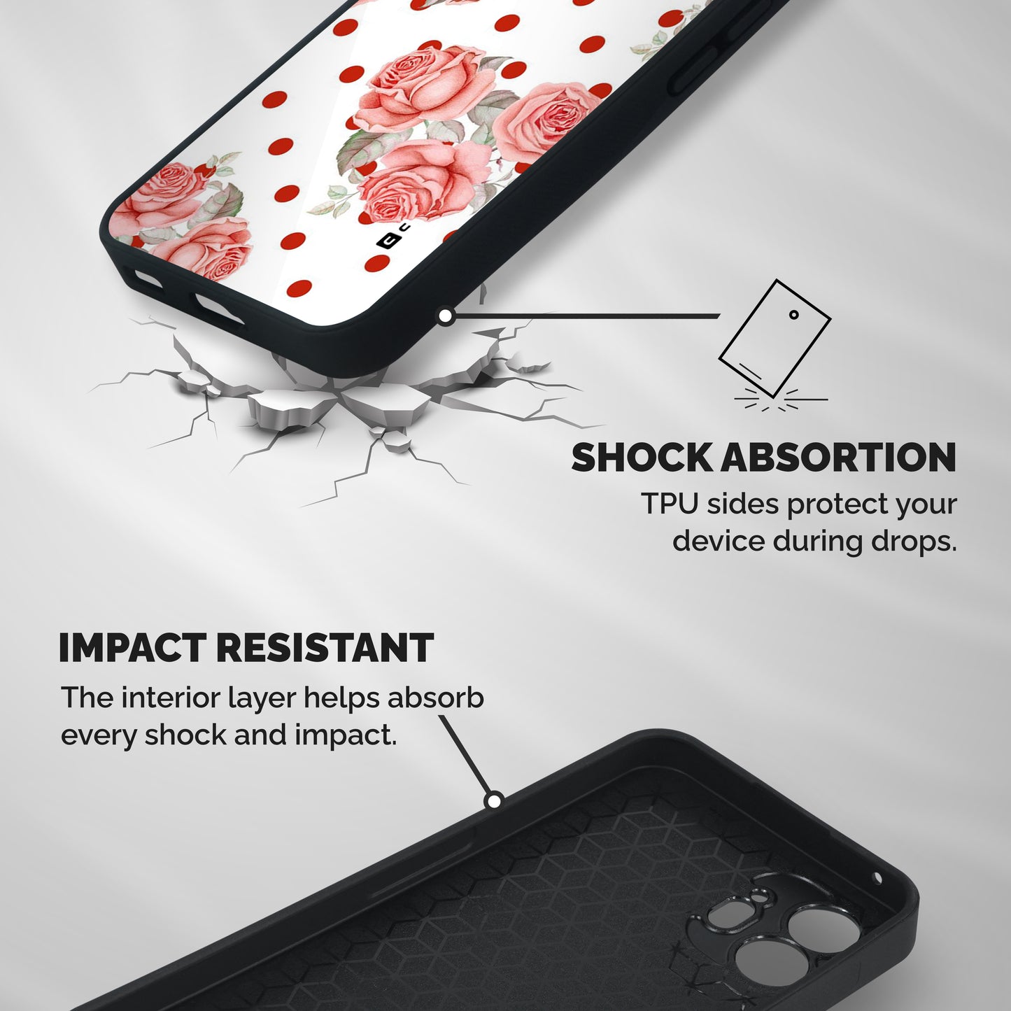 Red Peach Shade Flowers Shockproof Hybrid Protection (Metal + TPU) Back Case Cover