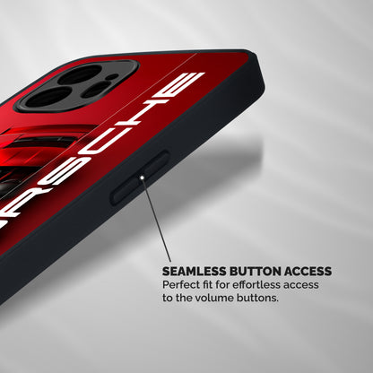 Red Porsche Shockproof Hybrid Protection (Metal + TPU) Back Case Cover