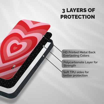 Red Retro Hearts Shockproof Hybrid Protection (Metal + TPU) Back Case Cover