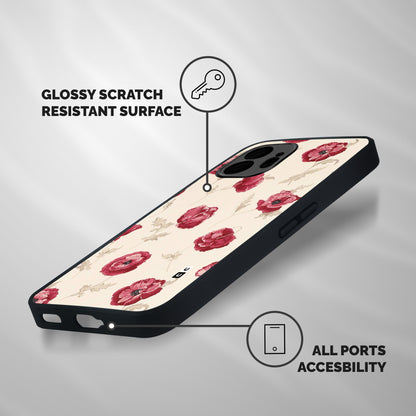 Red Rose Floral Art Shockproof Hybrid Protection (Metal + TPU) Back Case Cover
