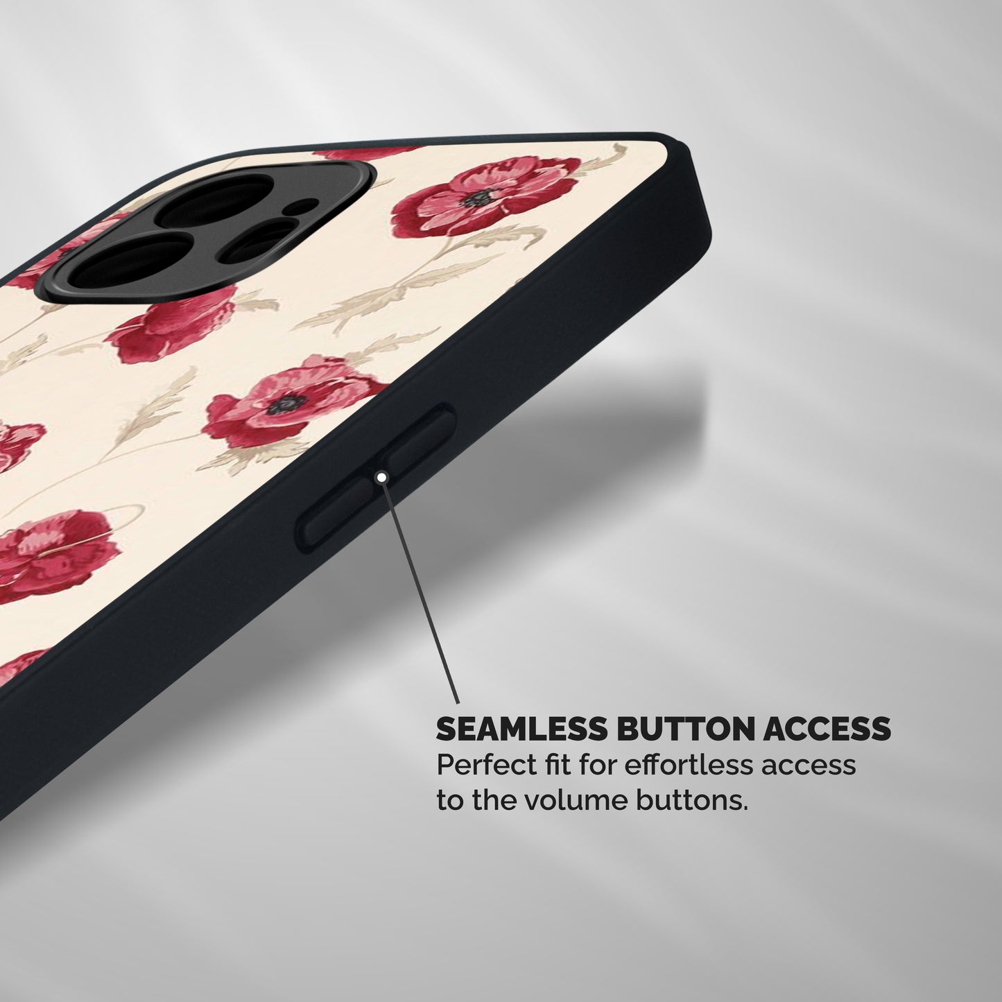 Red Rose Floral Art Shockproof Hybrid Protection (Metal + TPU) Back Case Cover