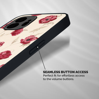 Red Rose Floral Art Shockproof Hybrid Protection (Metal + TPU) Back Case Cover