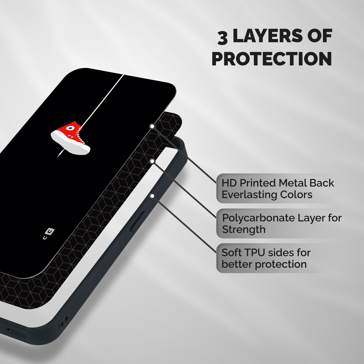 Red Shoe Hanging Shockproof Hybrid Protection (Metal + TPU) Back Case Cover