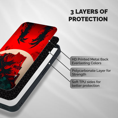 Red Tanjiro Shockproof Hybrid Protection (Metal + TPU) Back Case Cover